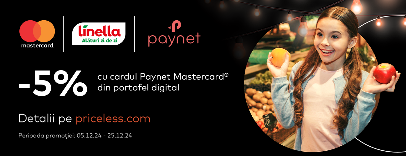 From December 5 to December 25, 2024, Mastercard, offers you an exclusive 5% discount on all purchases made at Linella stores when you pay with Paynet Mastercard through electronic wallets like Apple Pay or Google Pay.