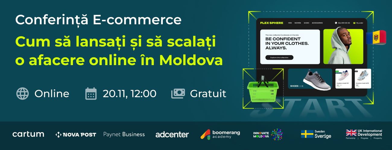 La Paynet Business, credem că succesul partenerilor noștri depinde de accesul la informație de calitate și soluții tehnice moderne. De aceea, suntem încântați să ne unim forțele cu platforma Cartum și programul Innovate Moldova pentru a vă invita la Conferința Cartum pentru dezvoltarea e-commerce ului din Moldova.