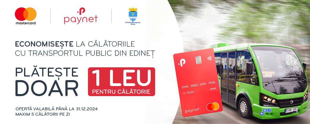 We are happy to inform you that from August 20 to December 31, 2024, public transport in the city of Edinet will cost 1 leu instead of 5 lei.