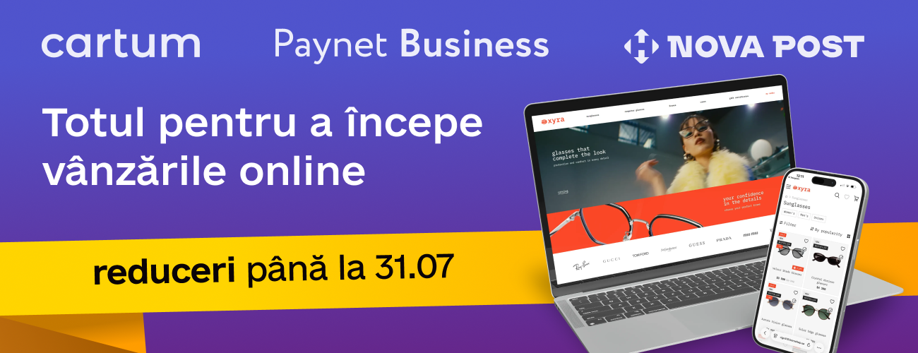 Cartum, вместе с Paynet Business и Nova Post, подготовили выгодные бонусы для своих клиентов. Воспользуйтесь нашим спецпредложением и создавайте интернет-магазин на выгодных условиях. Больше деталей в статье. 