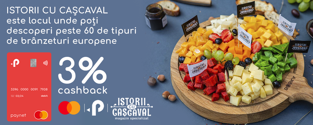 A unique culinary experience at Istorii cu Cașcaval, in partnership with Paynet, where you can indulge in over 60 types of authentic European cheeses imported from the Netherlands, France, Switzerland, Denmark, Spain, Germany, Norway, and England.